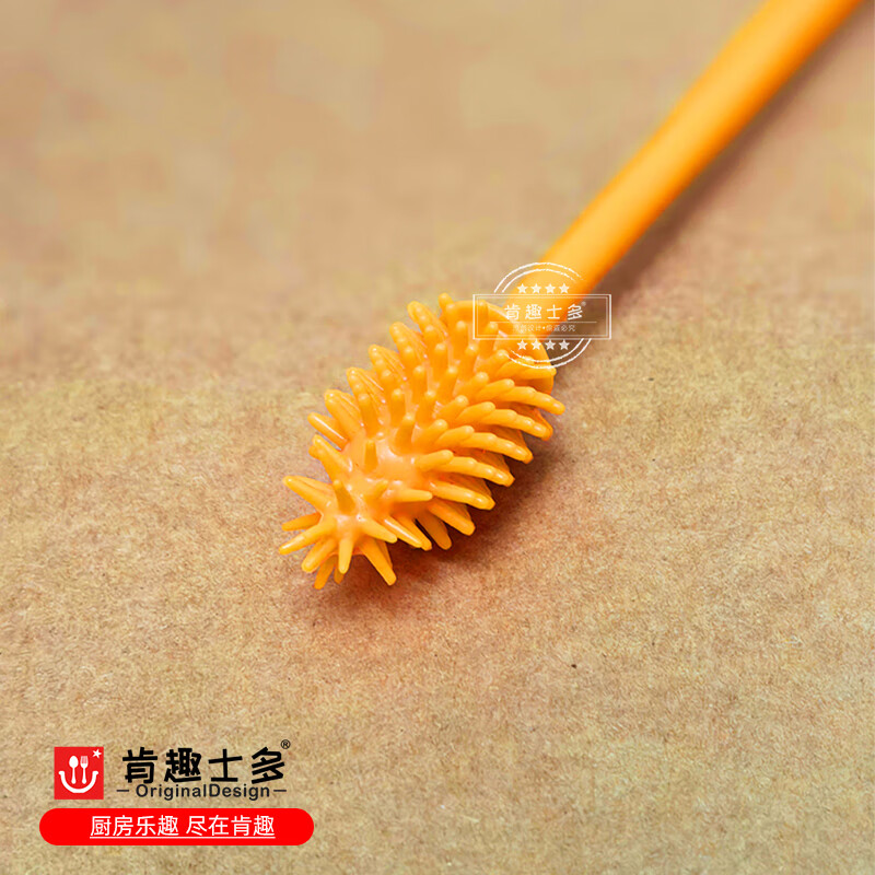 肯趣士多杯盖清洁刷一体化硅胶小刷头耐高温保温杯家用奶瓶清洗 橙色(24CM两只装)