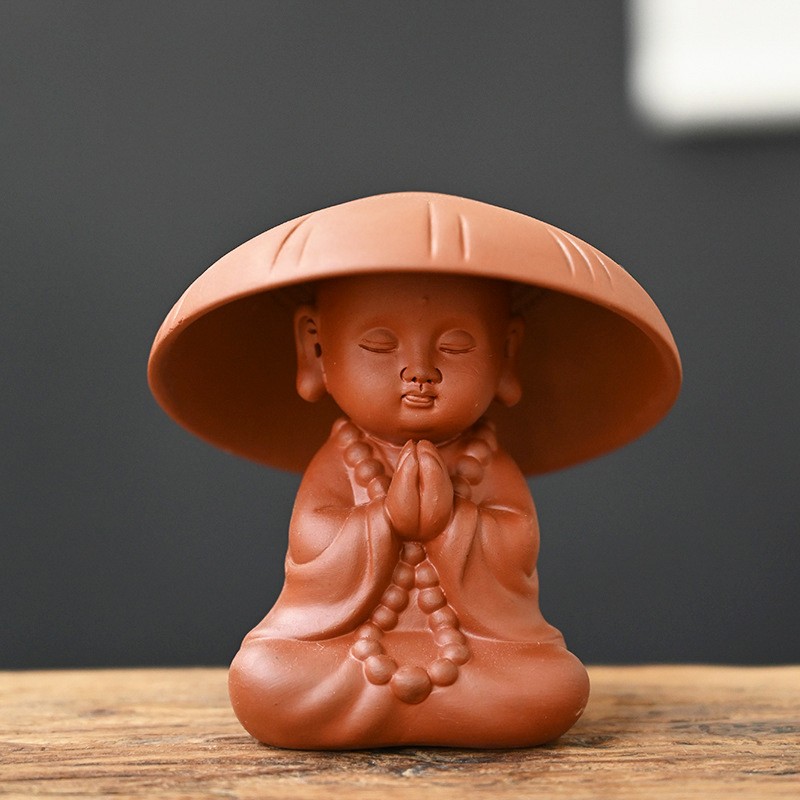 陶立方 小和尚禅意茶漏紫砂茶宠茶叶过滤网功夫茶具配件创意斗笠茶滤