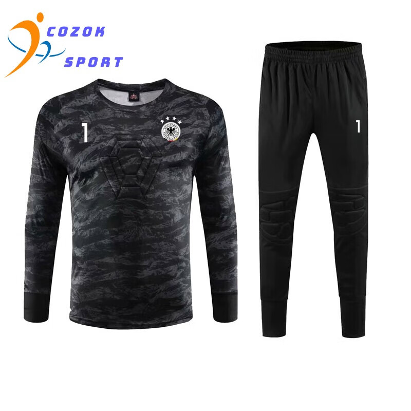 COZOK德国队门将服 世界杯足球服长袖长裤 诺伊尔守门员球服 带保护垫 黑色 XXXL