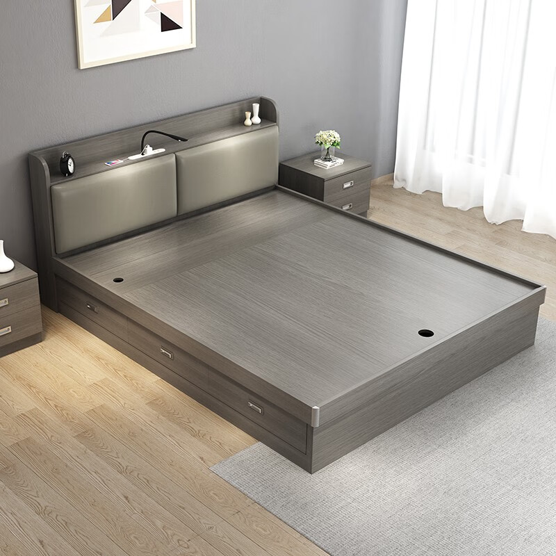 帕悦尼 北欧气压高箱床储物床现代简约小户型箱体床收纳床板式床 高箱