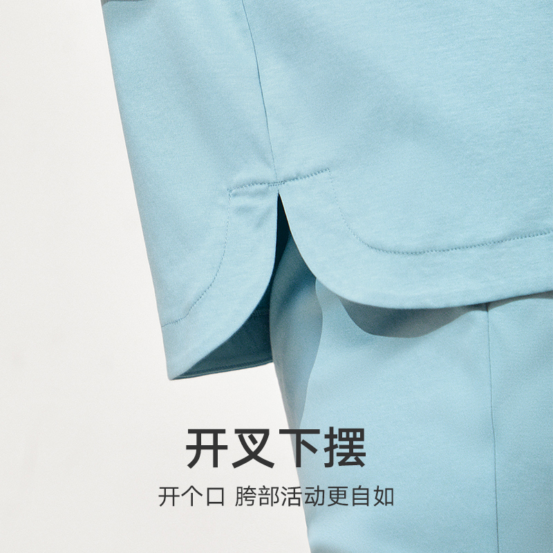 曼妮芬女士翻领七分袖长裤套装家居服睡衣裤舒适纯棉内衣20310702 060 黄色 XL 170/96A-170/80A