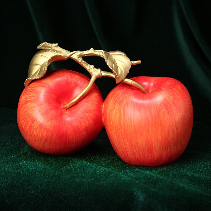 吉善缘《平平安安》铜苹果摆件家居客厅酒柜书房办公室装饰乔迁工艺礼品 平平安安