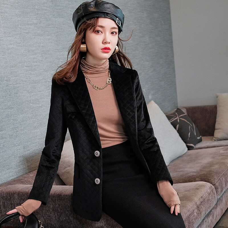 【小西装外套】金丝绒西装外套女春秋新款韩版休闲英伦风复古女士小