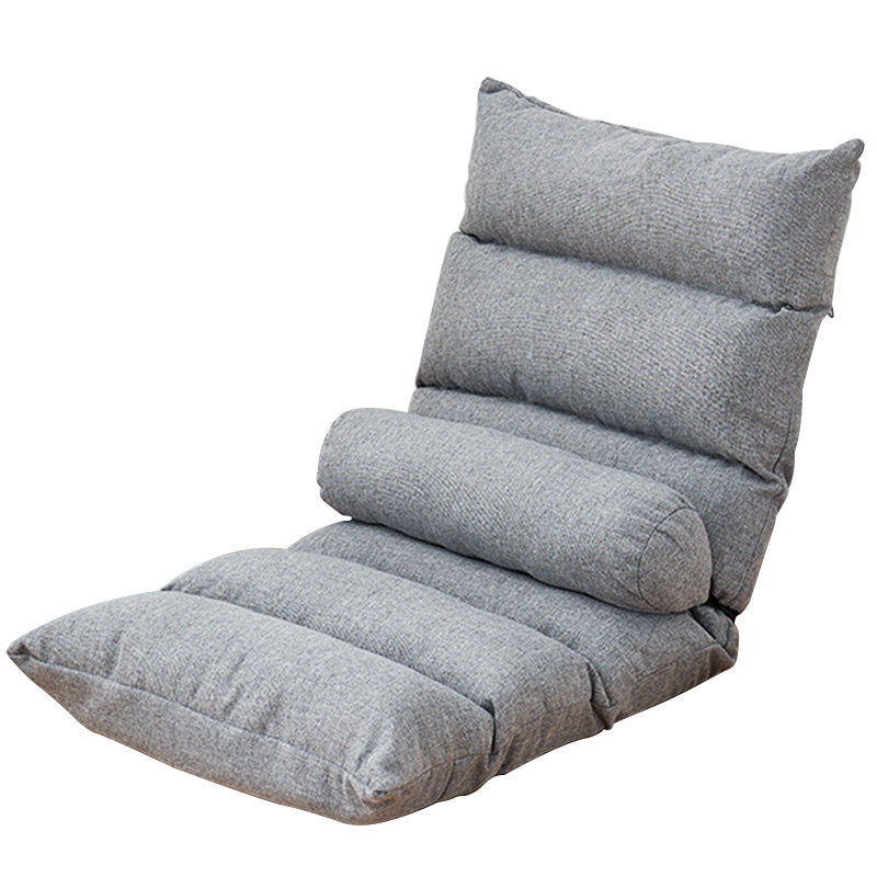 易漫 懒人沙发亚麻棉透气休闲折叠飘窗椅单人沙发榻榻米可拆洗 灰色