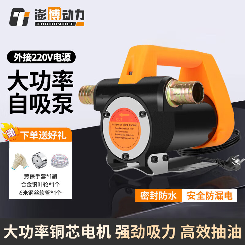 澎博动力（Turbo Power）电动抽油泵 12V24V220V自吸泵直流加油机输油泵小型抽油神器