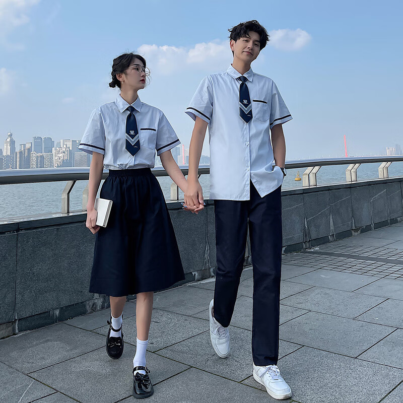 校服套装男学生校服情侣装衬衣学院风套装班徽印花设计 衬衫(s-xxxl))