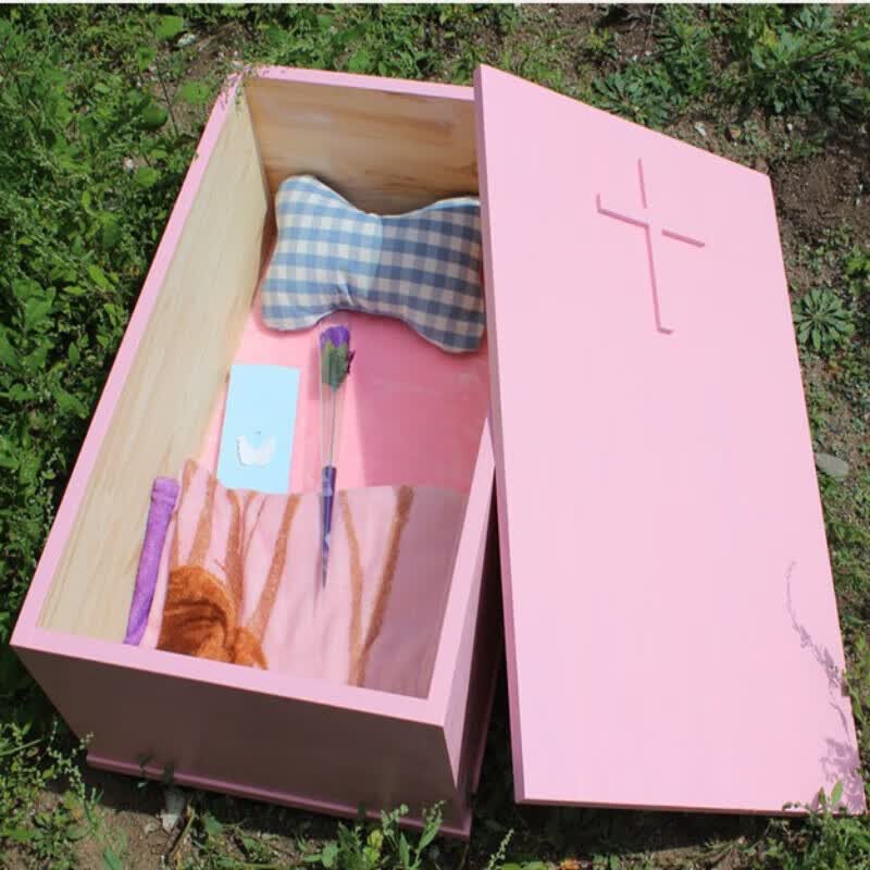 粉色实木宠物棺材猫猫狗狗去世小棺材猫棺材狗棺材宠物安乐窝土葬骨灰