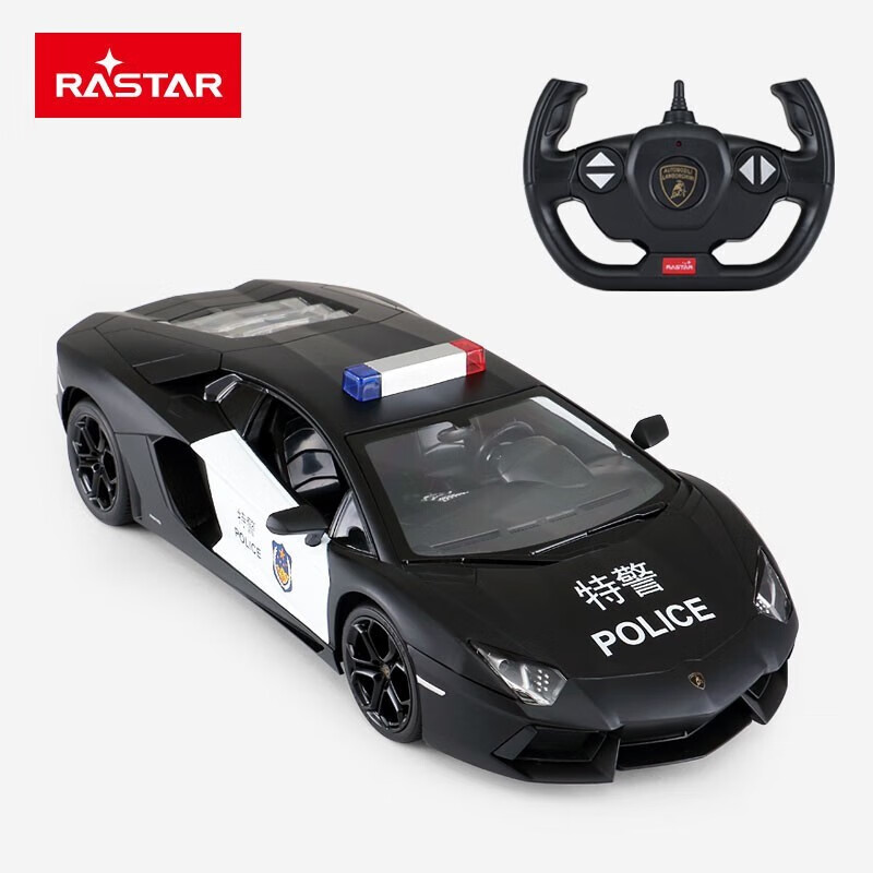 星辉(rastar)星辉遥控车1:14兰博基尼警车大号电动汽车警笛警灯车模型