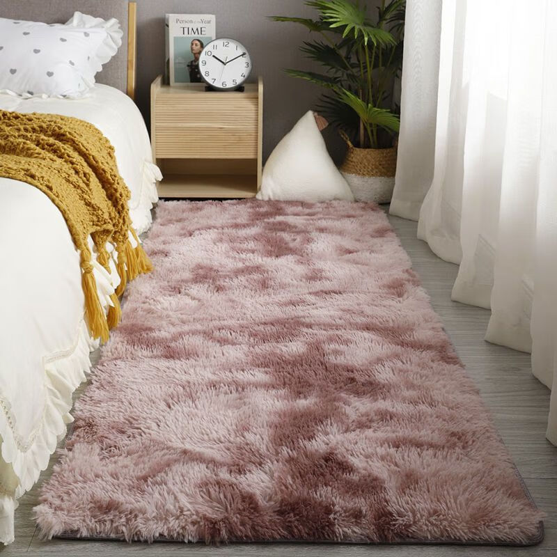 珈瑶圆形地毯卧室客厅床边北欧ins风长毛家用轻奢儿童公主加厚地 扎染--藕粉色 直径2米