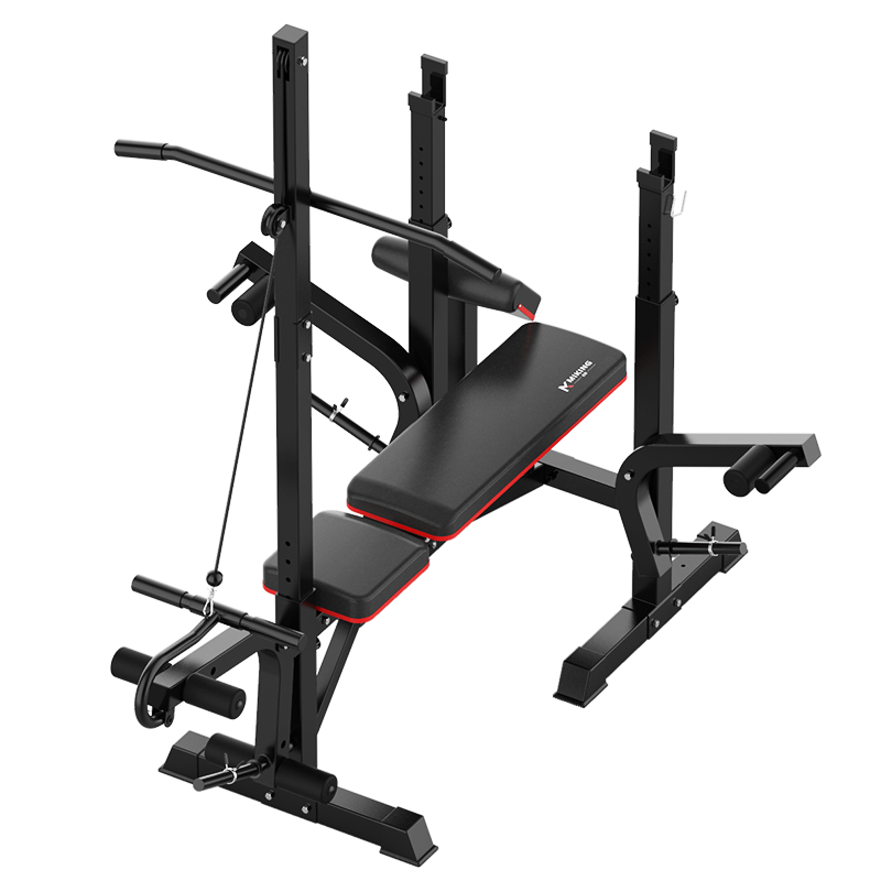 邁康（MIKING）臥推架舉重床杠鈴架家用深蹲架男士多功能家庭杠鈴床室內(nèi)健身器材 舉重床+1.5杠鈴桿60KG環(huán)保啞片