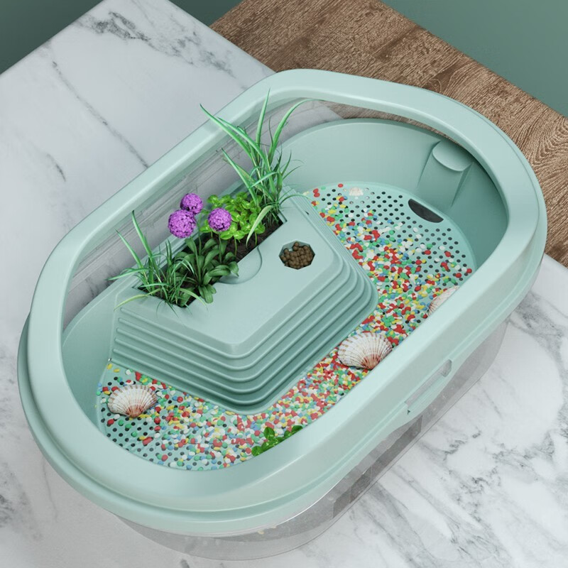 星舵乌龟缸大号带晒台龟箱分离式加高沥水过滤家用乌龟盆别墅饲定制