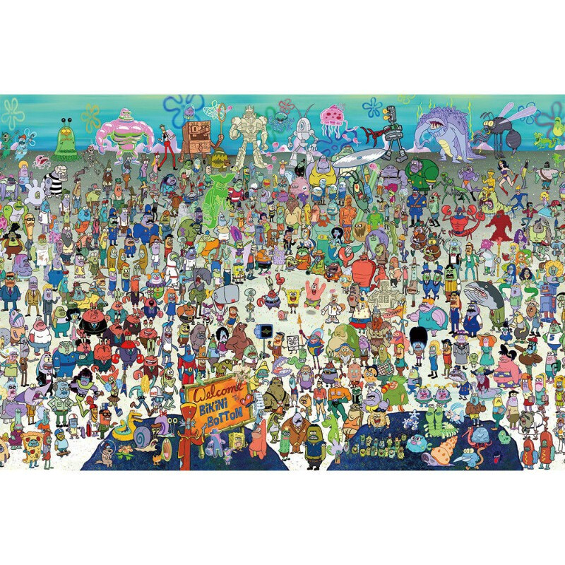 生日礼物玩具海绵宝宝20周年拼图300片520片1000片大型成年人减压玩具