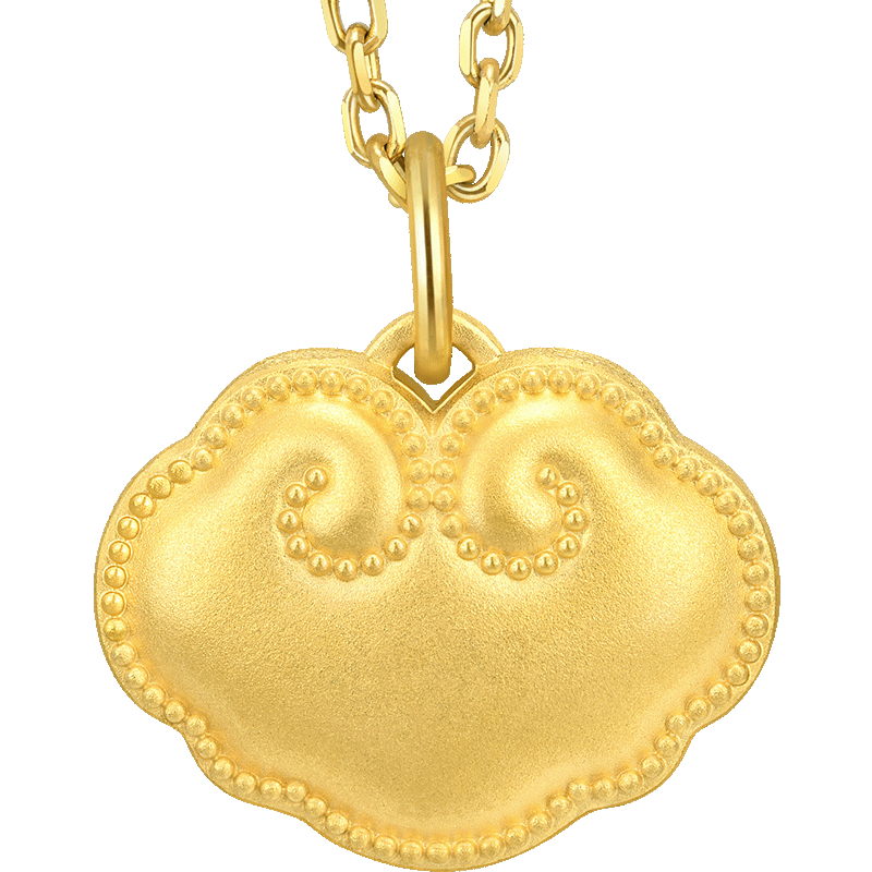 周生生 黃金吊墜足金文化祝福如意金鎖長命鎖不含項鏈92050P計價 2.75克