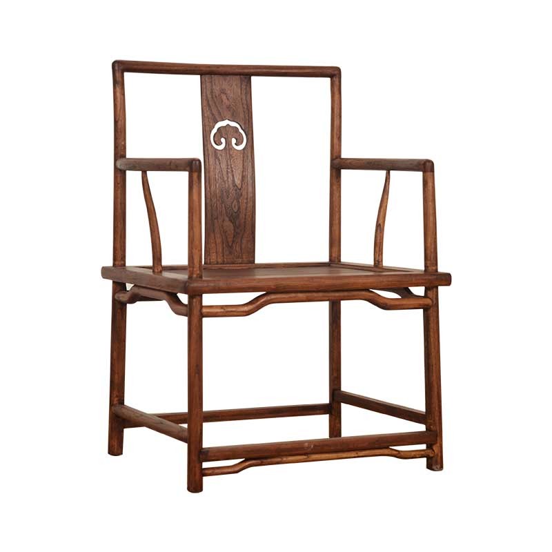 康曦木业禅意新中式黑胡桃老榆木茶椅官帽椅设计师实木椅子茶楼家具