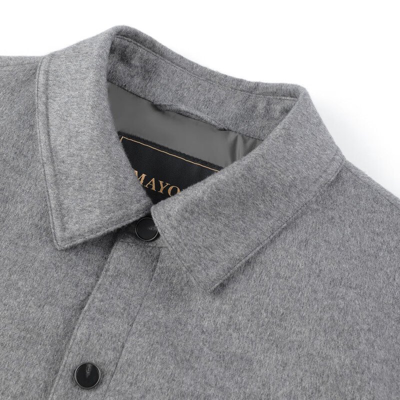 MAYOR男装 桑蚕丝山羊绒混纺灰色衬衫外套式白鹅绒羽绒服 灰色 170/92A