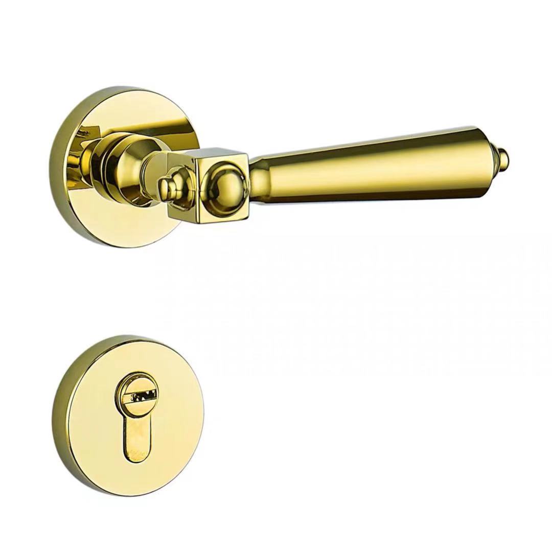 标沐 尼克木门锁具金色静音磁吸门锁黑色美式卧室内房门锁把手 a款pvd