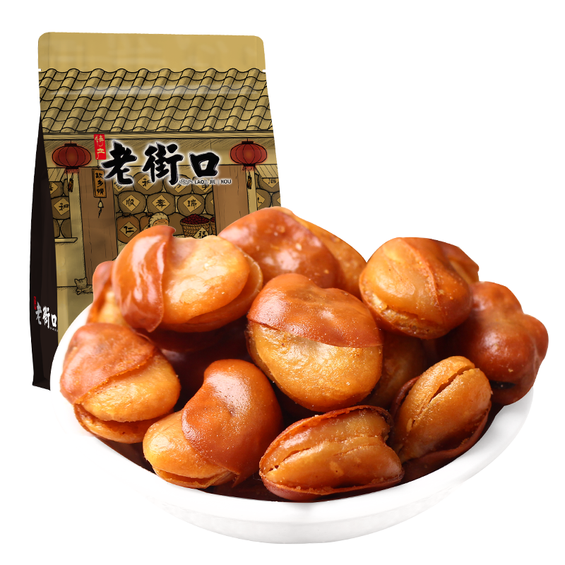 老街口牛肉味蘭花豆500g堅(jiān)果炒貨 每日?qǐng)?jiān)果 零食蠶豆1斤裝