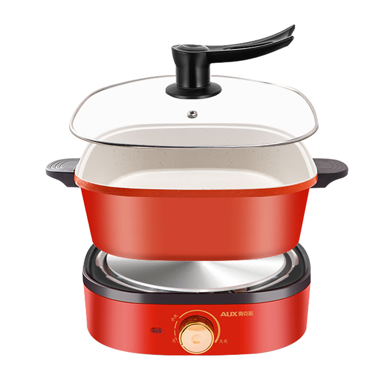 电火锅分体式家用多功能电煮锅4l大容量电炒锅不粘电煎锅大功率电热锅