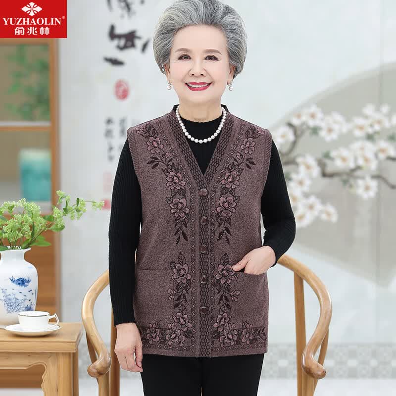 俞兆林中老年女装针织马甲妈妈装秋装背心奶奶开衫老年人衣服 Y236Z1758属于什么档次？