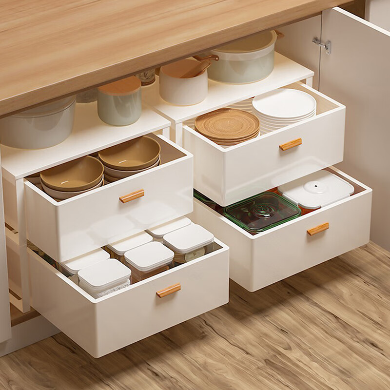 勒克(loke)调味拉篮抽拉式分层收纳架厨房置物架抽屉式调料篮 【白色