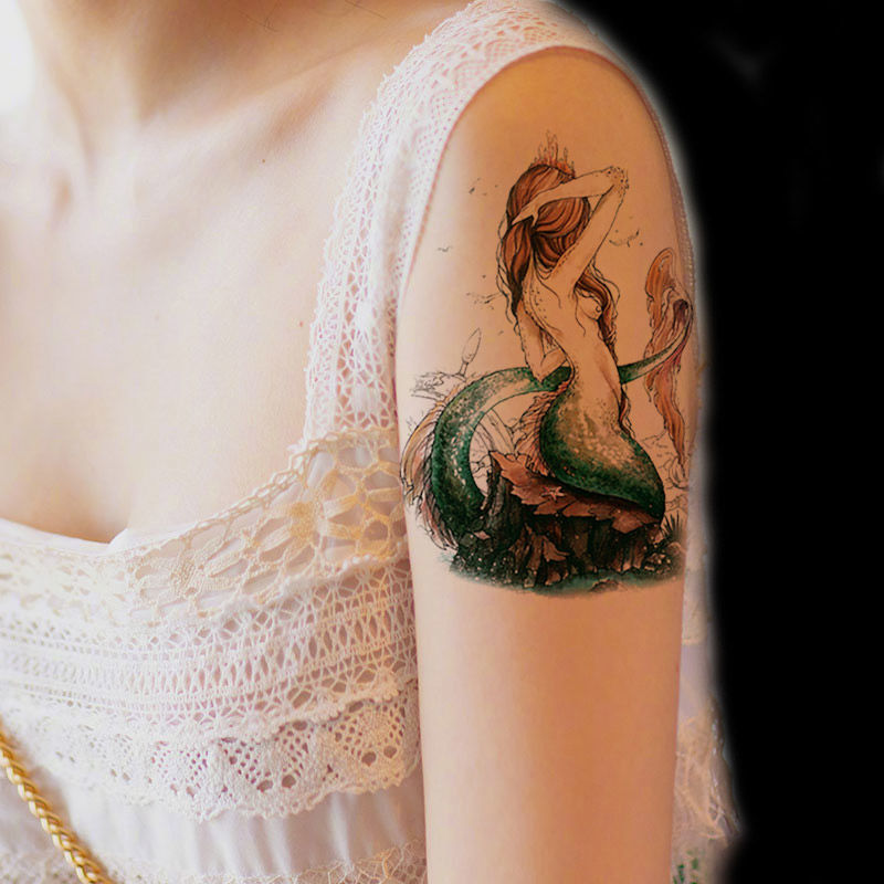 新品纹身贴纸美人鱼性感刺青逼真纹身贴男女防水可卸好贴一张 一张