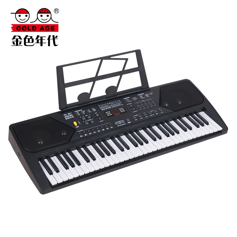 金色年代 儿童 带麦克风钢琴 多功能61键电钢琴乐器礼品 黑