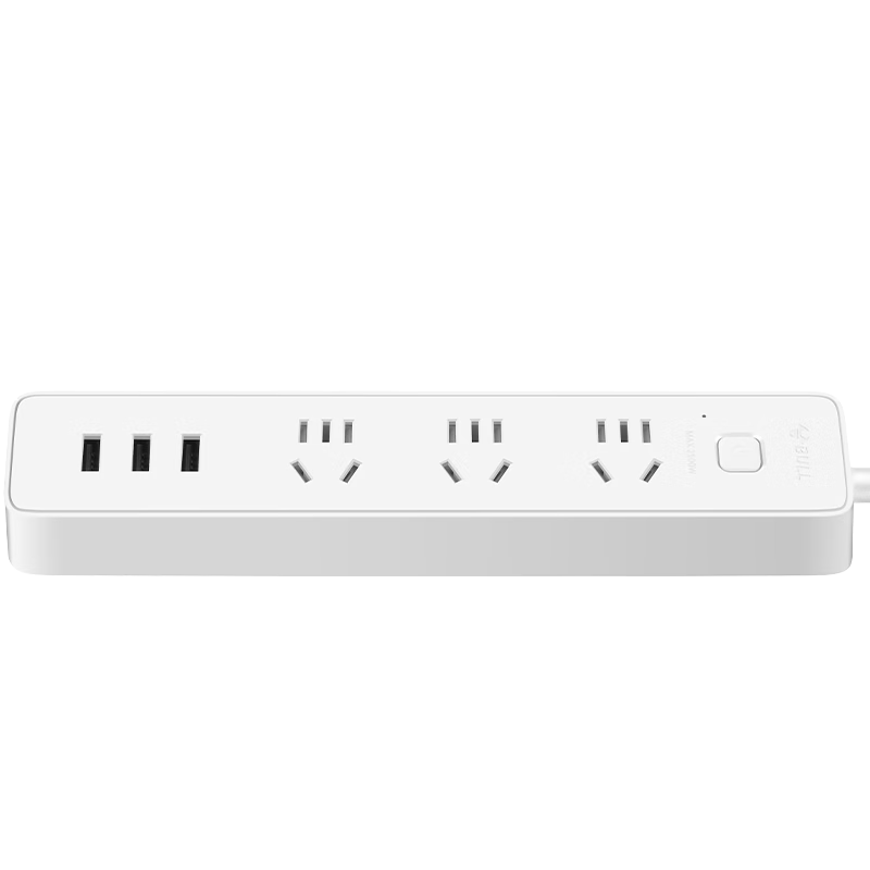 公牛（BULL） 智能USB插座 多用插排转换器接线板  小白USB插线板排插  电源拖线板 【3位3USB总控1.8米】B403U
