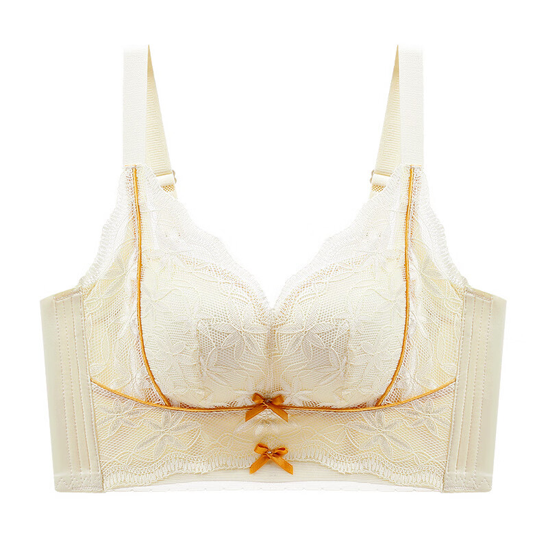 火山能量石内衣女小胸聚拢防下垂无钢圈收副乳调整型文胸罩 香槟色