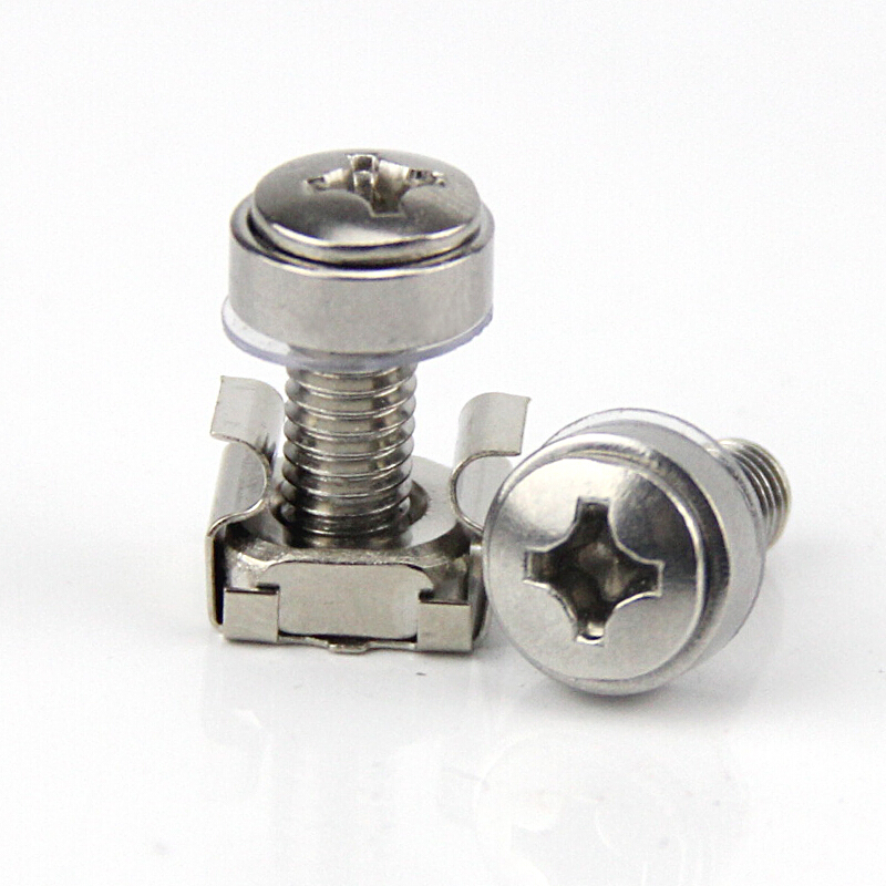 xmsj螺丝三组合m5m6机柜螺丝螺母机柜螺钉皇冠螺钉套装 5*16母 钉100