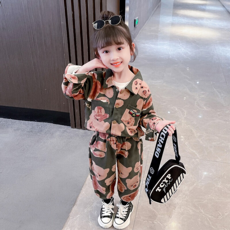 乔僖枫童装女童秋装套装儿童衣服女小童工装外套两件套小女孩春秋季