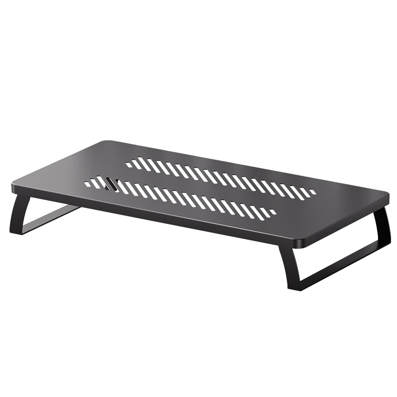 酷睿冰尊筆記本電腦支架懸空散熱手提電腦顯示器增高架燒烤架桌面增高大尺寸鍵盤(pán)收納金屬置物架可折疊 T3曜石黑【筆記本/顯示器通用增高支架】