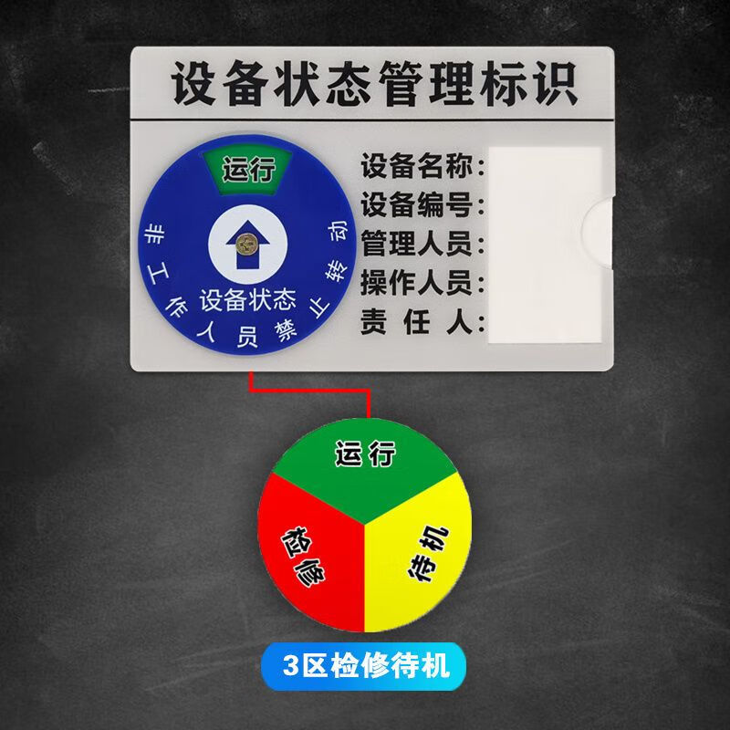 机器故障维修待机状态标示卡 设备状态标识牌管理卡亚克力机械仪 3区