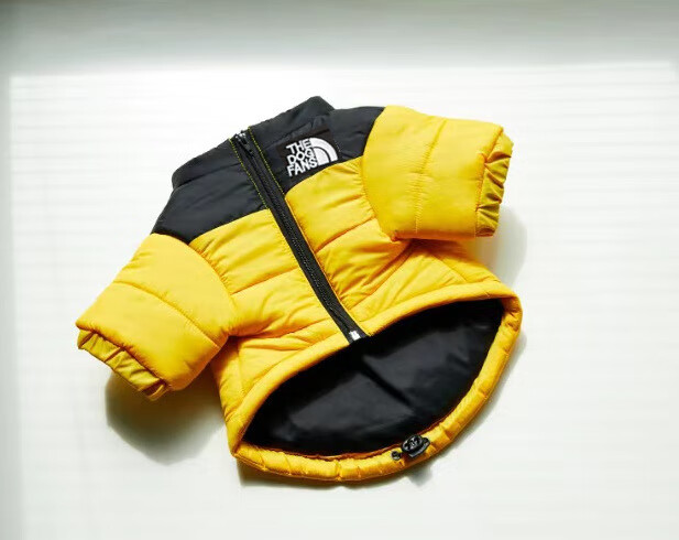 寵物衣服潮牌狗臉棉服防風(fēng)防雨狗衣服中大型犬冬季保暖棉服沖鋒衣 黃色 S