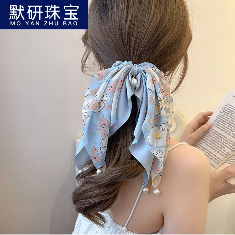 moyan)夏日清新蝴蝶结头绳发带女扎马尾飘带2025新款绑法优雅发绳发圈