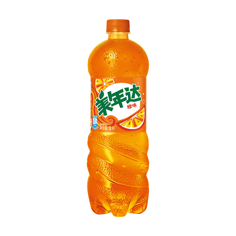 美年达可乐 mirinda 橙味 汽水碳酸饮料 1l*12瓶 整箱装 新老包装随机