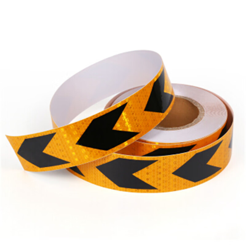 箭头高反光贴纸 黑黄色长25m 宽5cm警示反光膜 施工反光胶带警戒线条