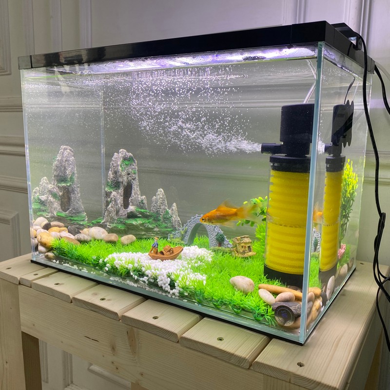 宝贝故事(baby story)金晶超白鱼缸水族箱 客厅带过滤水草灯带盖子