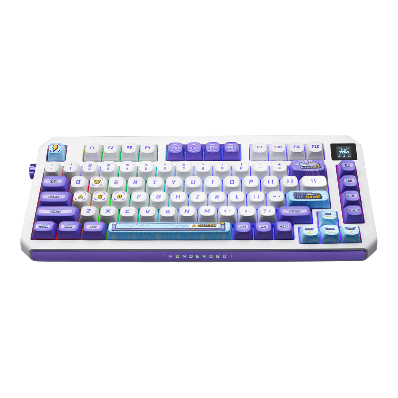 ThundeRobot 雷神 ZERO75 智慧屏 81键 三模机械键盘 白紫 电玩轴 RGB