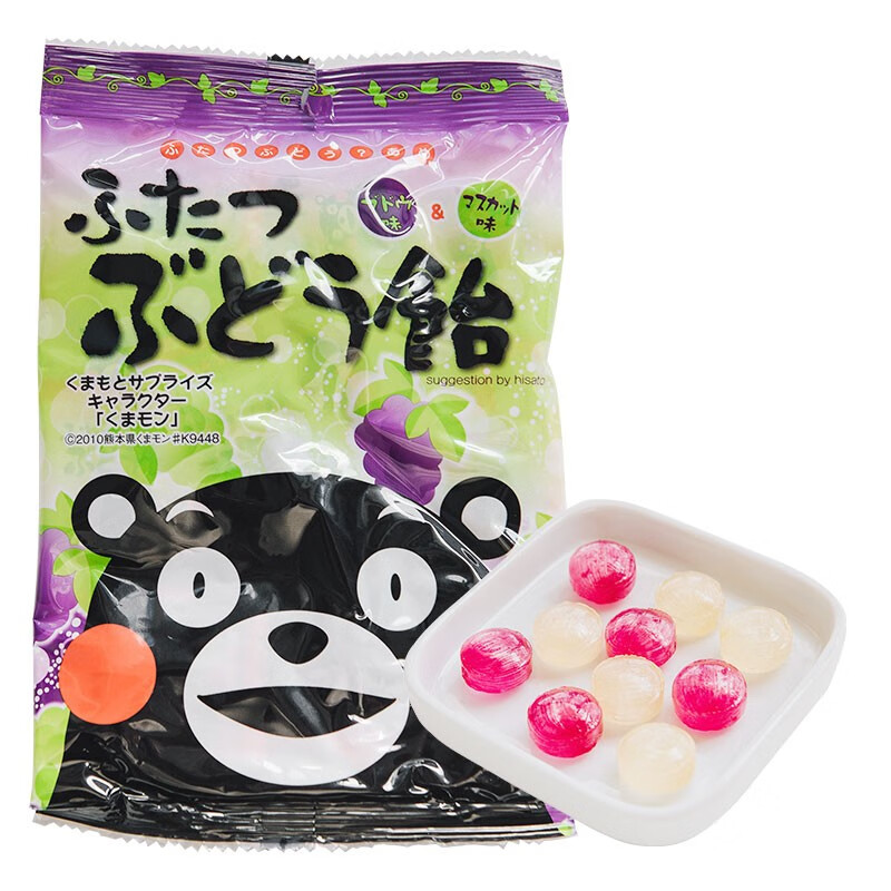 富士屋日本进口零食品 大仓 熊本葡萄味糖 85g 熊