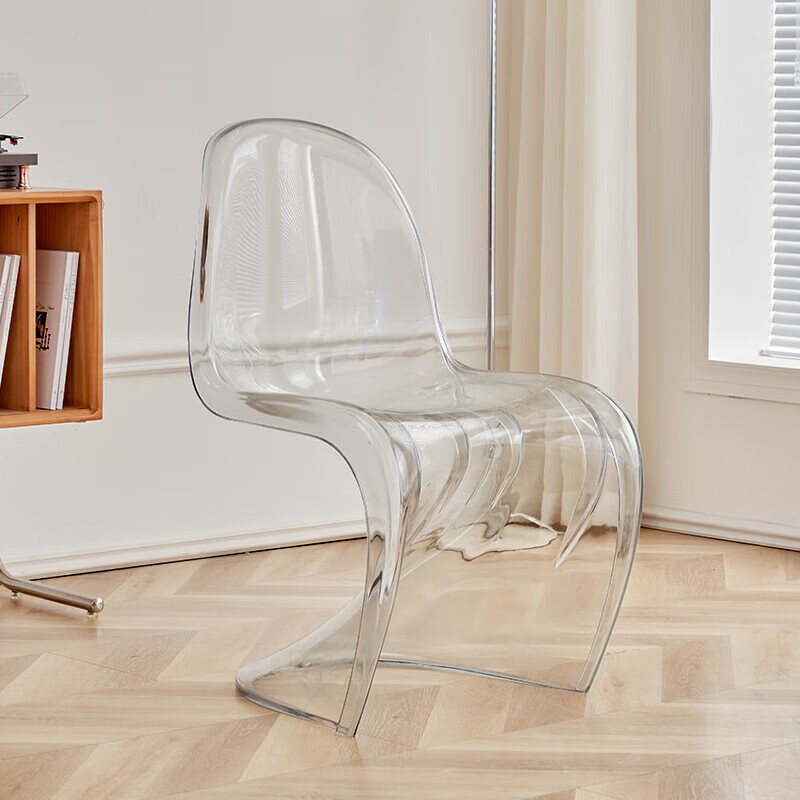 斯朴洛特佳北欧潘东椅家用餐椅简约可叠放塑料靠背椅设计师洽谈椅子梳 透明色【PC材质】