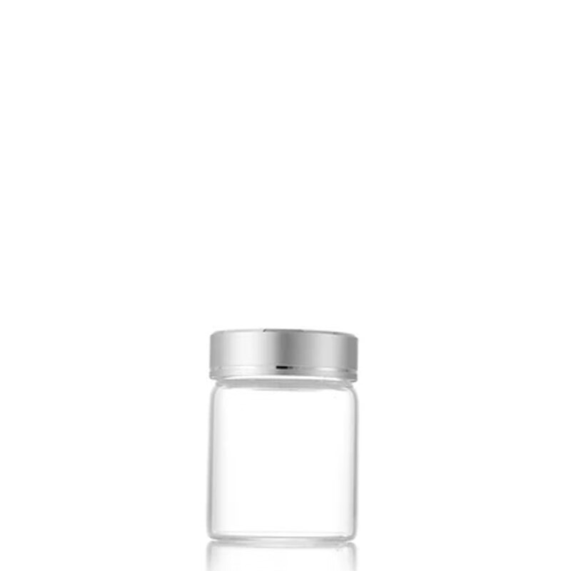 化科 密封玻璃瓶 带盖分装实验室用高透明高硼硅瓶 47x60(60ml)银色盖