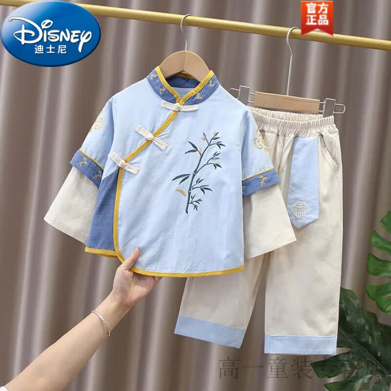 迪士尼（Disney）童装汉服男童秋装套装儿童古装中国风唐装春秋款长袖两件套表演服 蓝色 90尺码1~2岁【 80-90cm】cm使用感如何?
