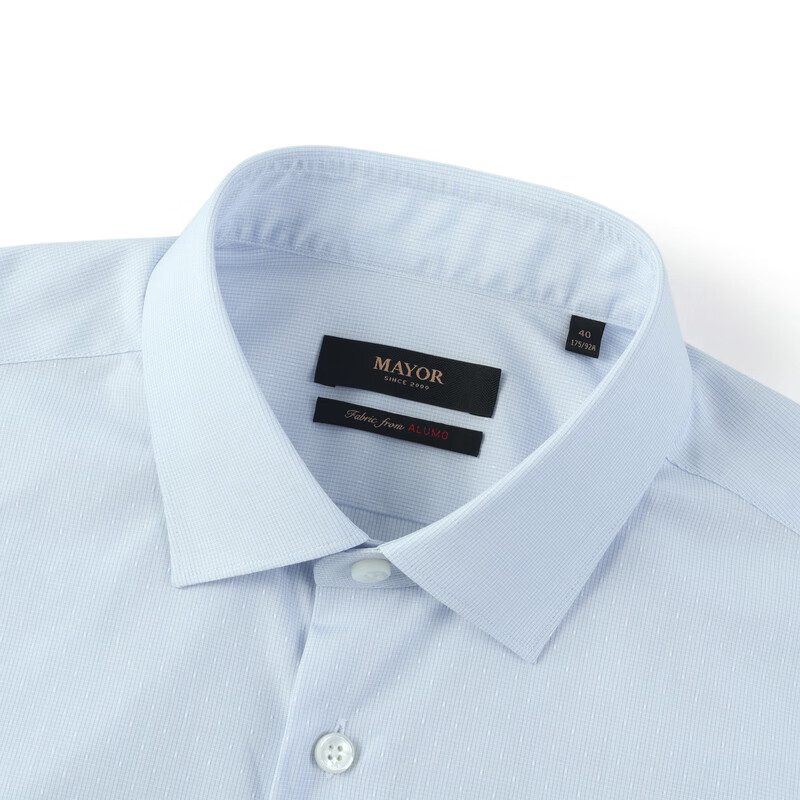 MAYOR男装进口面料高支全棉经典绅士透气长袖衬衫 MLCA19771HQT-4浅蓝 180/100A