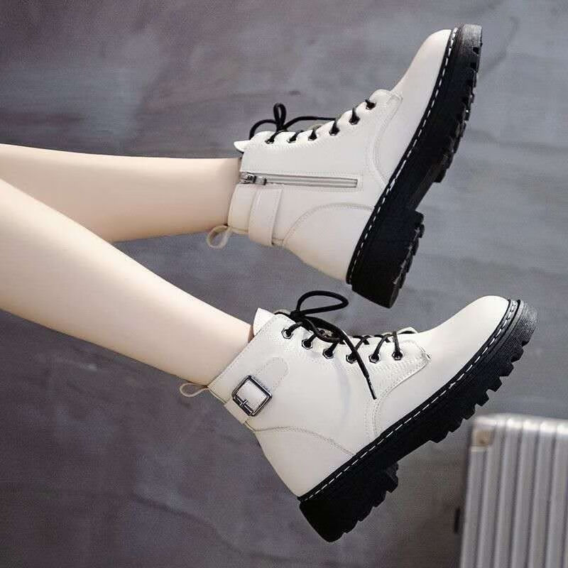 秋冬季穿的马丁靴女初高中大学生英伦风马丁靴女秋冬2022新款加绒百搭