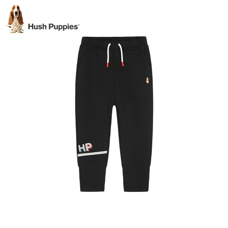 暇步士（Hush Puppies）童装儿童裤子男女大童新款简约舒适百搭休闲长裤 钻石黑C款 140