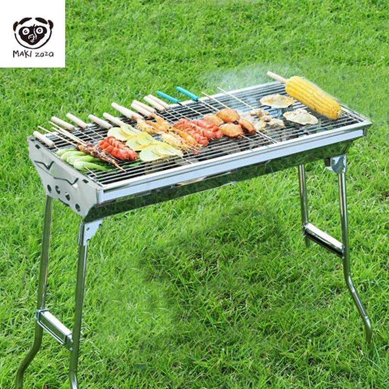 maki zaza户外烧烤架 户外便携木炭烤炉家用烧烤架 烤肉架 煎烤炉烧烤