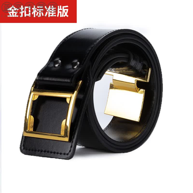 常服外腰带黑色皮质军训外腰带战术保安训练腰带真皮皮带 金扣款标准