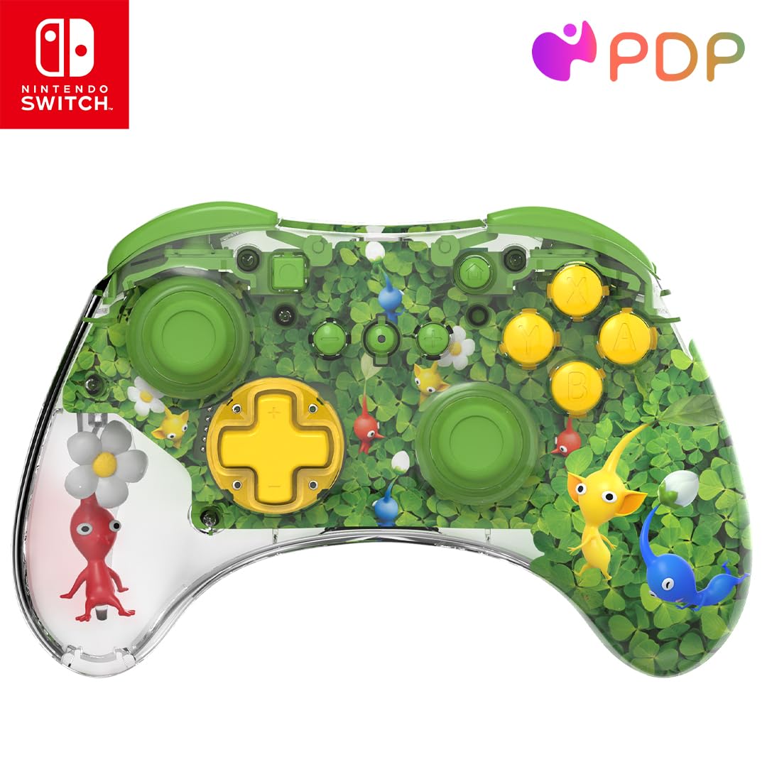 pdp REALMz 无线游戏手柄 专为任天堂Switch/OLED设计 人体工程学 全天舒适 四叶草皮克敏图案版