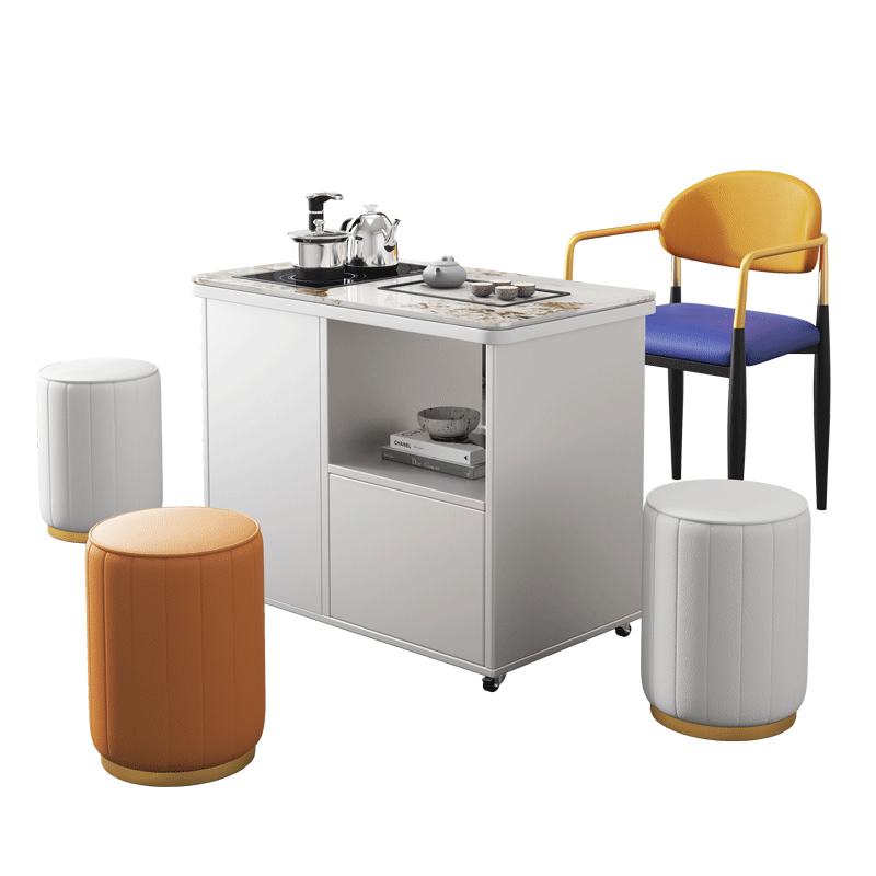 费杰罗岩板智能茶桌家用小茶台小户型实木带轮可移动茶车阳台小茶桌边几 MY-810# 单茶台