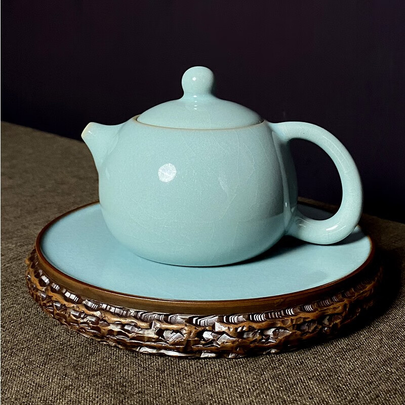 汝誉天下 汝窑茶壶功夫茶具汝州汝瓷玛瑙釉天青色开片可养陶瓷 西施壶